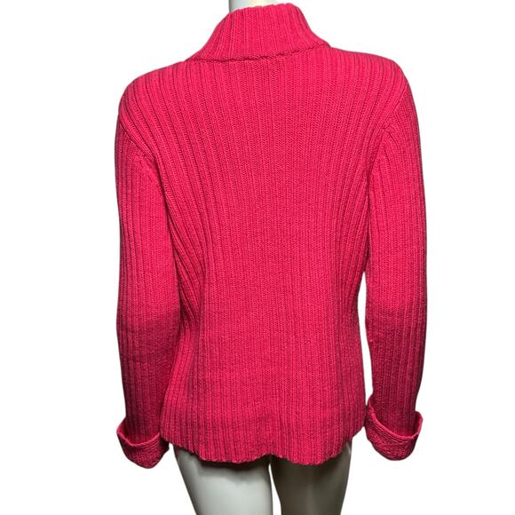 Liz Claiborne Fuchsia Zip-Up Sweater, L, Acrylic-Wool Blend, Cozy Knit - Picture 3 of 7